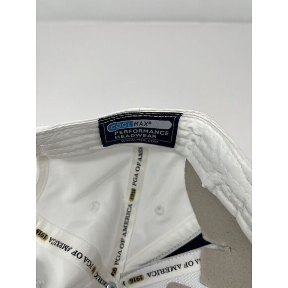 PGA Authentic Performance Cap White Navy Golf Adjustable Coolmax Hat - Picture 6 of 7